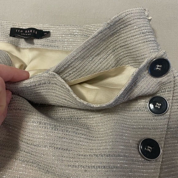 Ted Baker Skirt light grey metallic size 2 - Picture 7 of 11